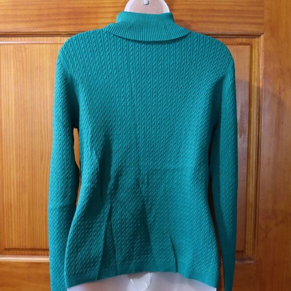 Charter Club Teal Cable Knit Turtle Neck Sweater LG - Picture 5 of 13